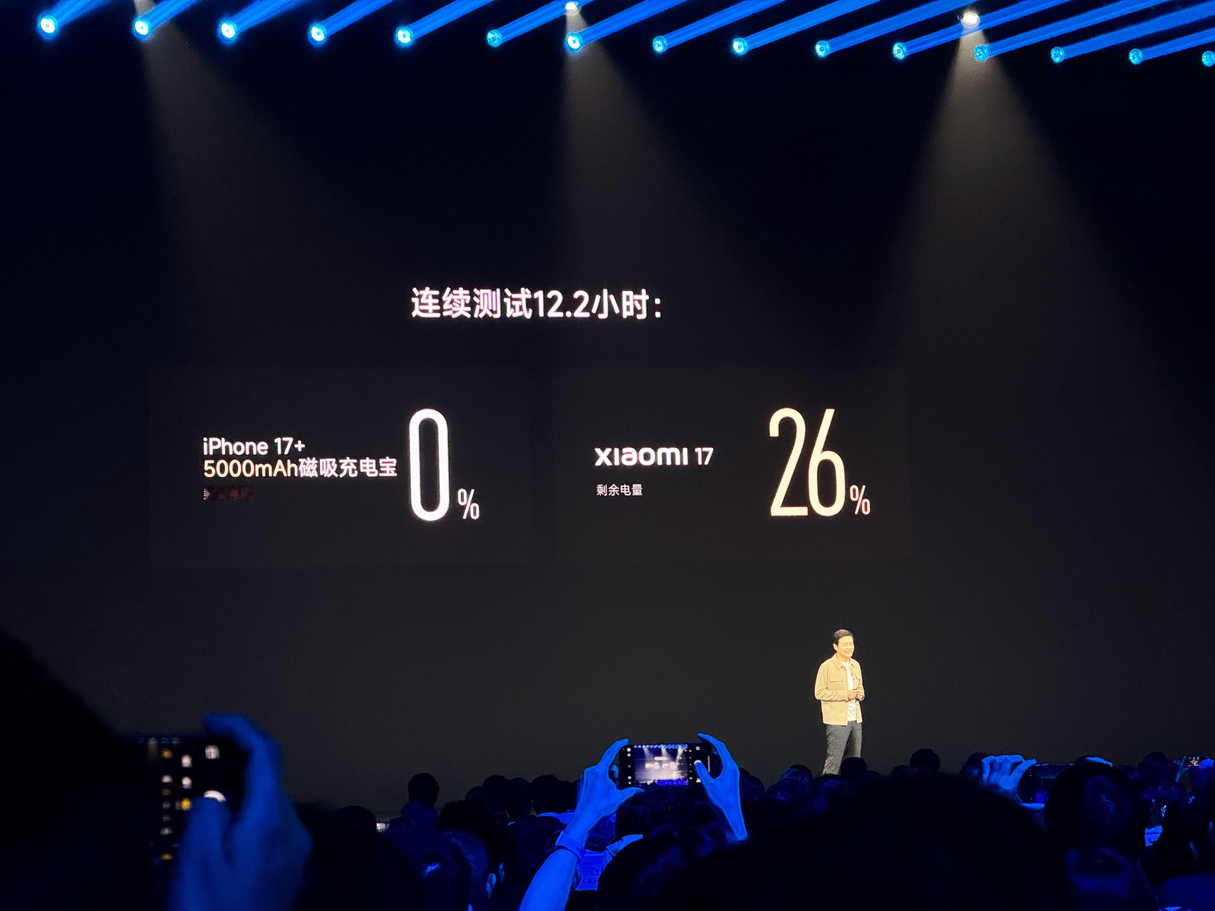 哈哈哈哈哈，小米17续航干掉了iPhone17+5000mAh磁吸充电宝[笑c