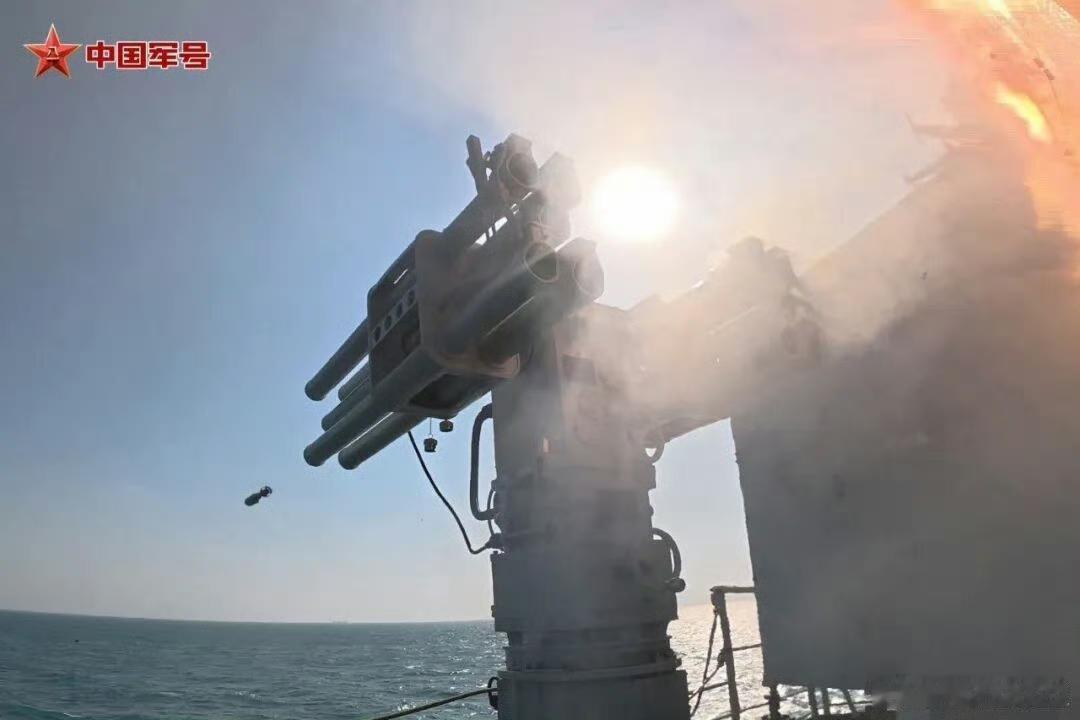 海南舰出海进行实战演练，令人瞩目的是试射了55mm反蛙人榴弹火箭炮。射程500米