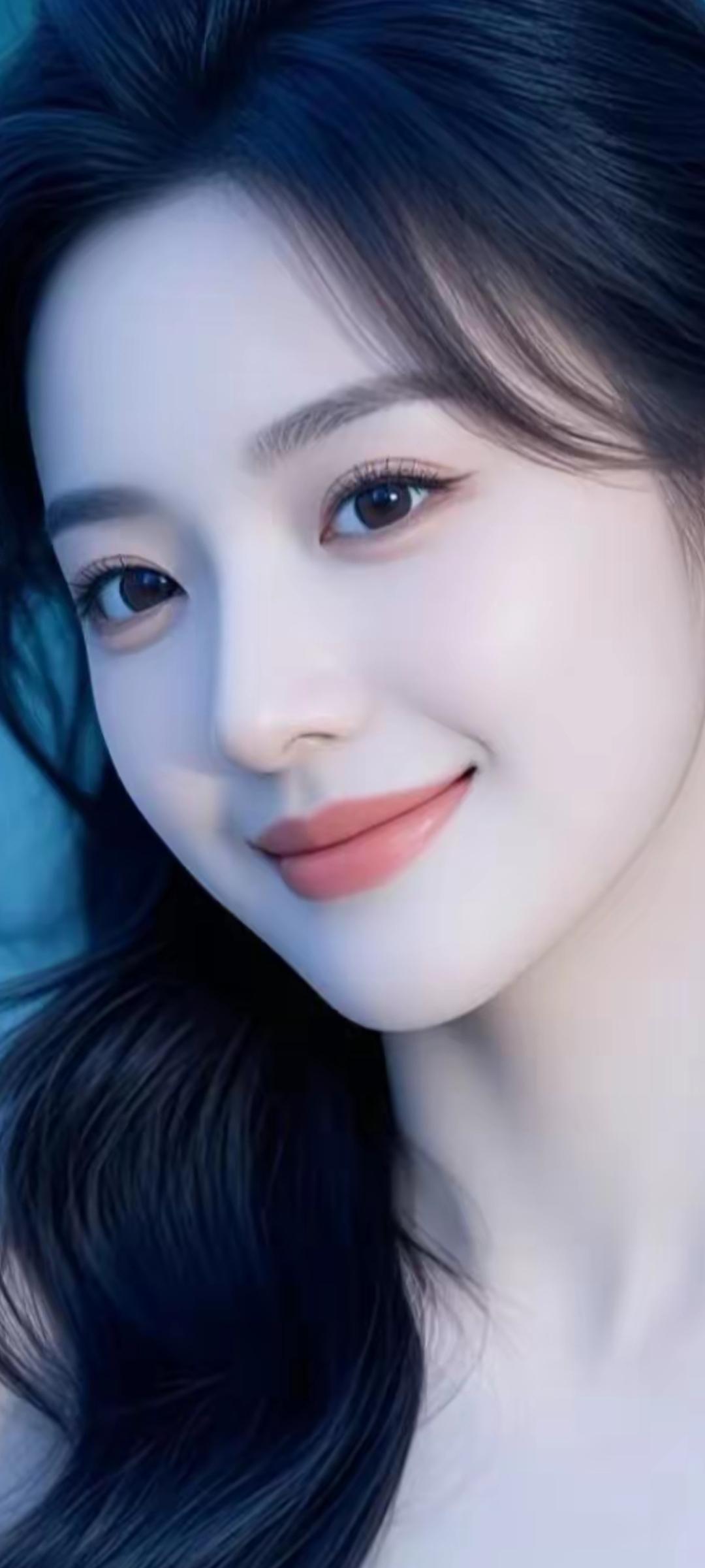 温柔蓝调，少女心满满，甜美笑容，清新动人