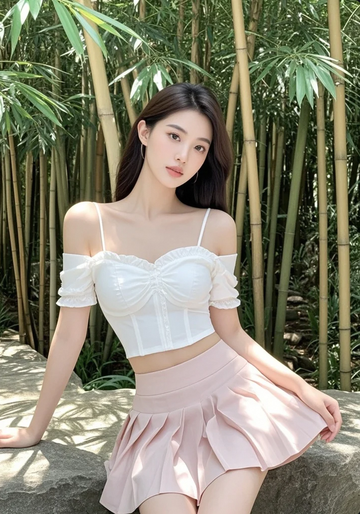 竹林秘境，邂逅颜值如梦似幻的美女，似真似幻