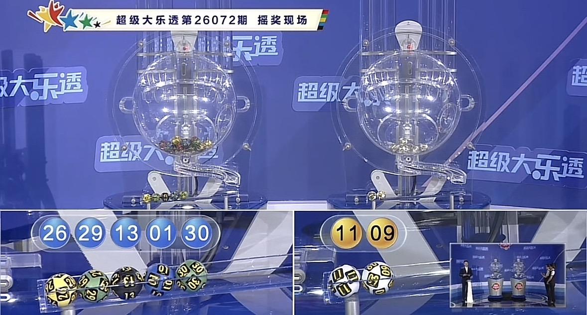 体彩大乐透21072期开奖号码揭晓，前区号码01、13、26、29、30，后区号