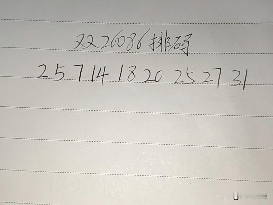 双色球26086期排码02、05、07、14、18、20、25、27、31上