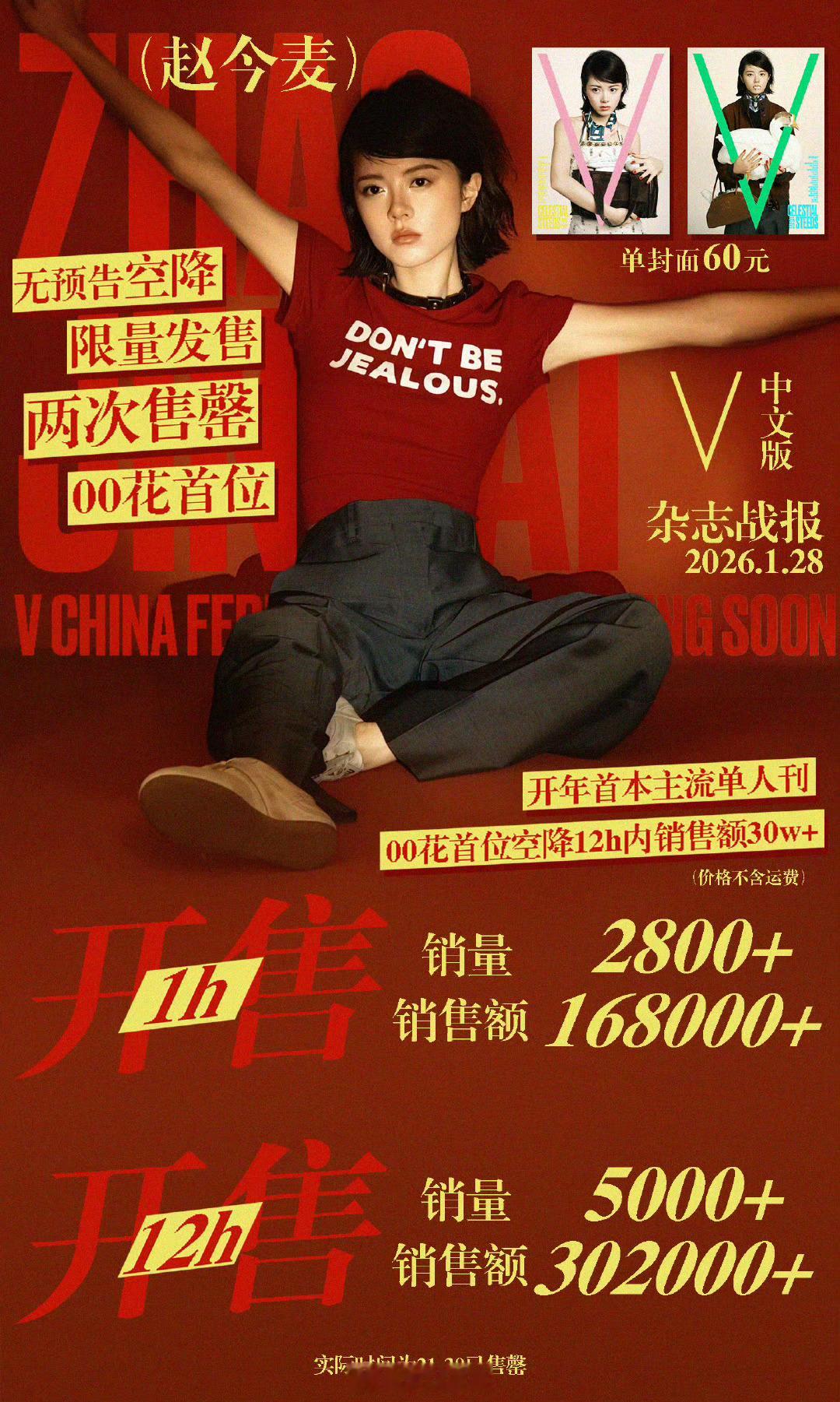 刘浩存、赵今麦杂志战报，谁是真正的断层？刘浩存24小时销售额72w+，赵今麦12