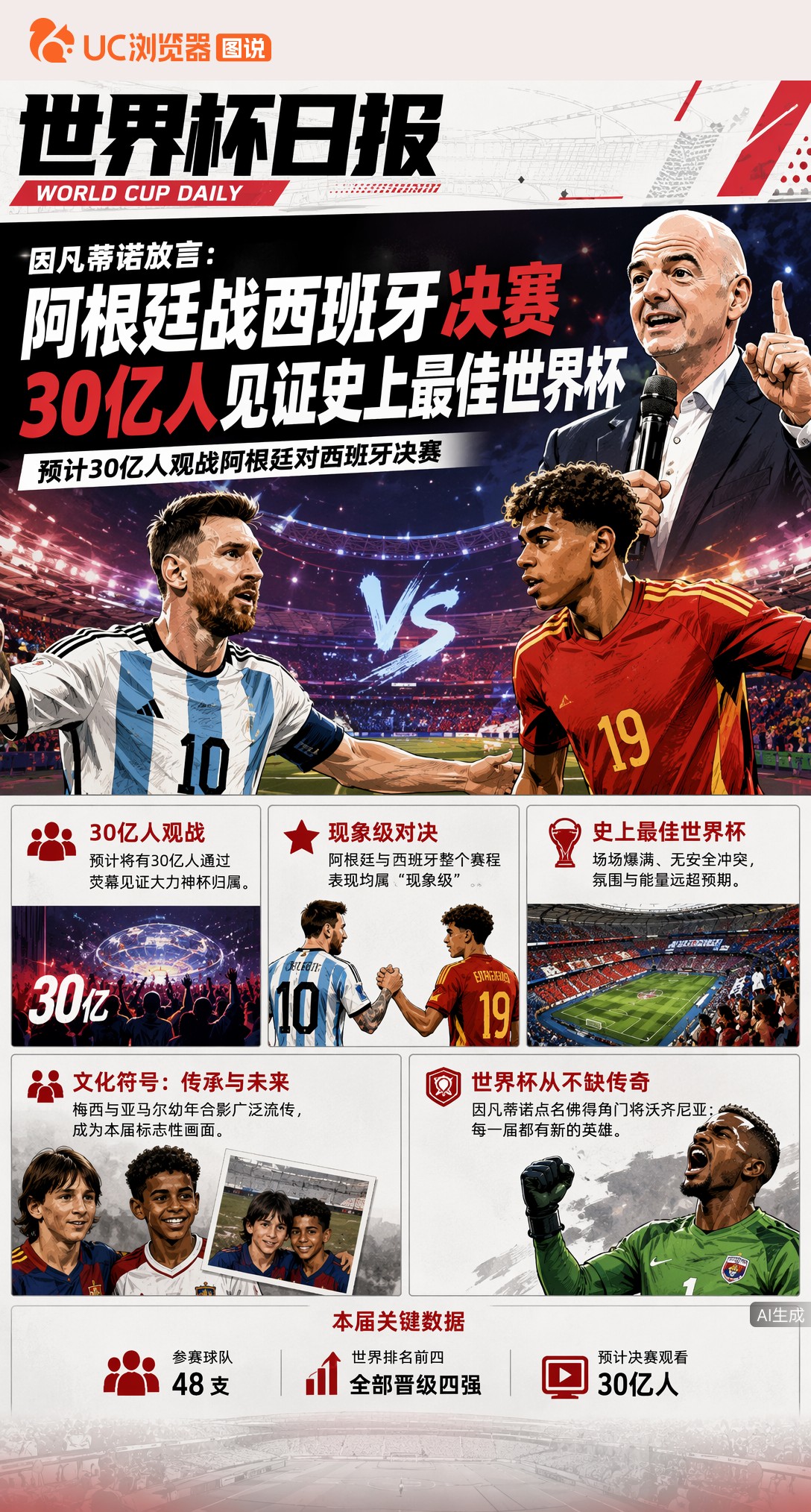 因凡蒂诺放言：阿根廷战西班牙决赛，30亿人见证史上最佳世界杯