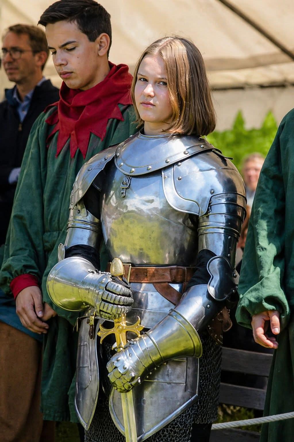 这位是克洛蒂尔德·福尔热·达尔克，她在法国奥尔良传统的圣女贞德纪念活动中扮演贞德