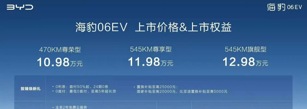 比亚迪来真的：海豹06EV上市，起步价10.98万起​​​！昨天王传福