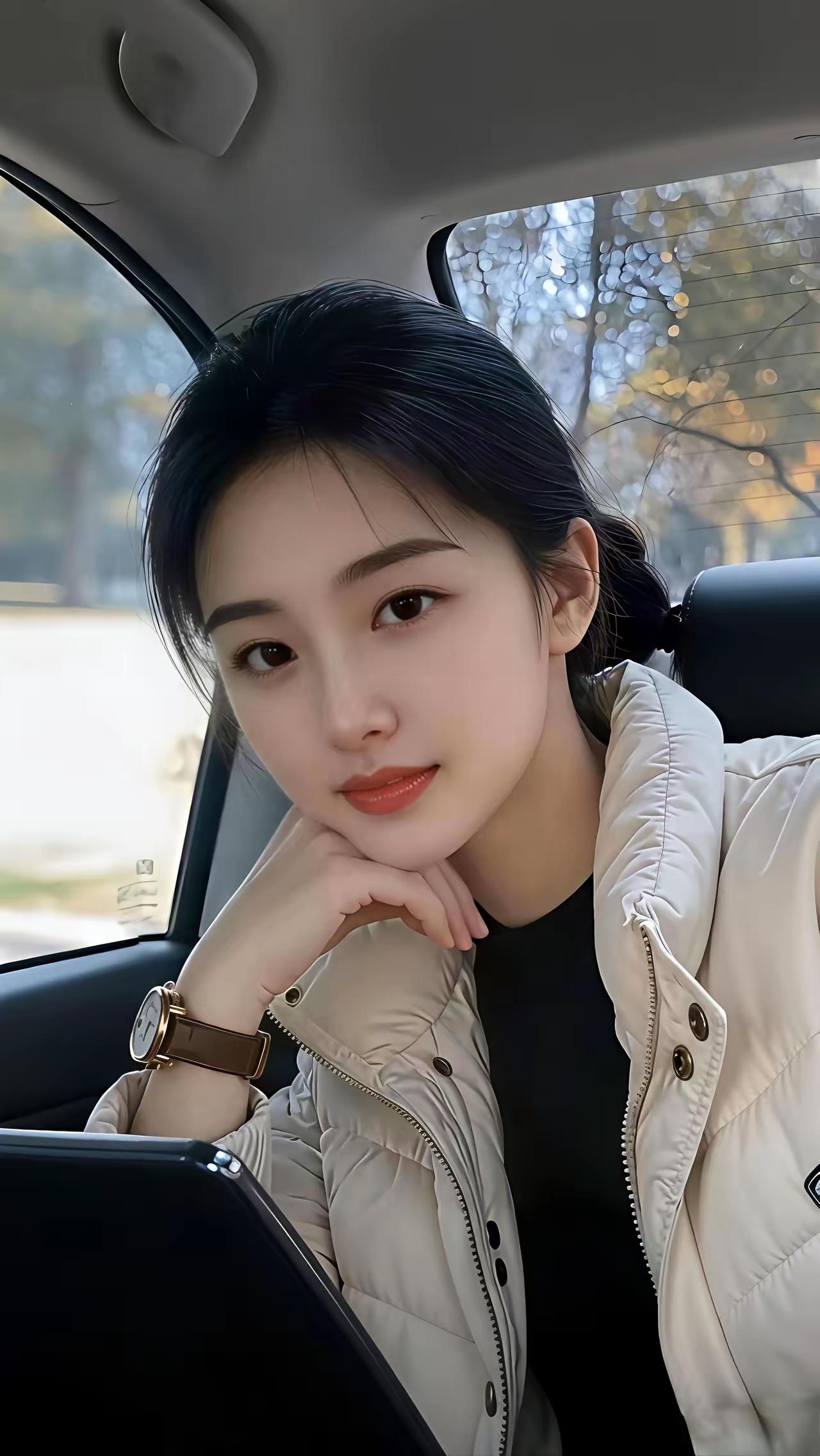 车中人影动，窗外秋意浓。