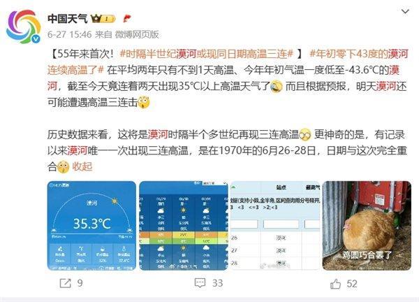 今年天气太怪异了，漠河北极村位于中国的最北端，以前北极村全年平均气温在-30℃以