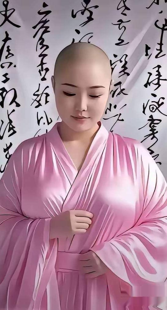 庵堂里的妹妹在清幽宁静的庵堂里见到了妹妹，她见到我是一个人过来的。便把假发摘掉