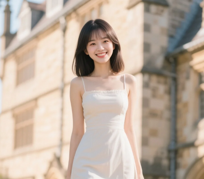 可爱女孩站在花丛，笑容点亮了整个世界，满是岁月静好