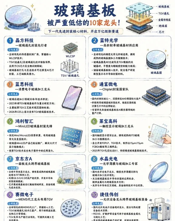 被严重低估！玻璃基板10家细分龙头全梳理万亿新赛道玻璃基板细分龙头盘点！10家各