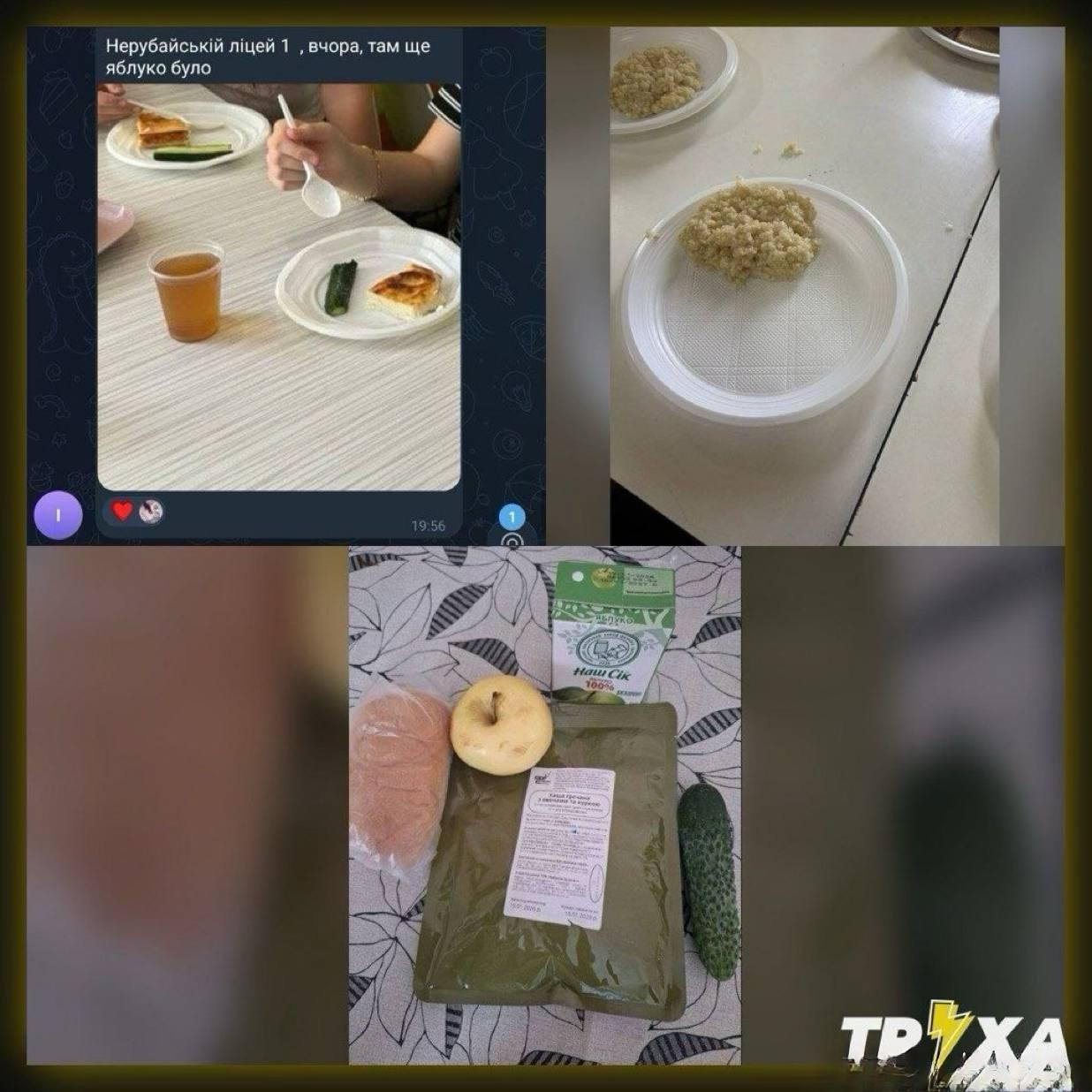 敖德萨，乌克兰“内鲁拜斯克”第一学术中学学生们的免费午餐竟然是单兵口粮MRE。就