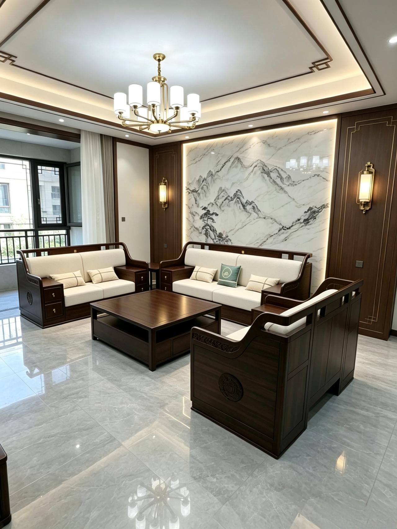 新中式风格沙发新中式家具全屋定制家具尺寸根据客户空间来定制家具工厂