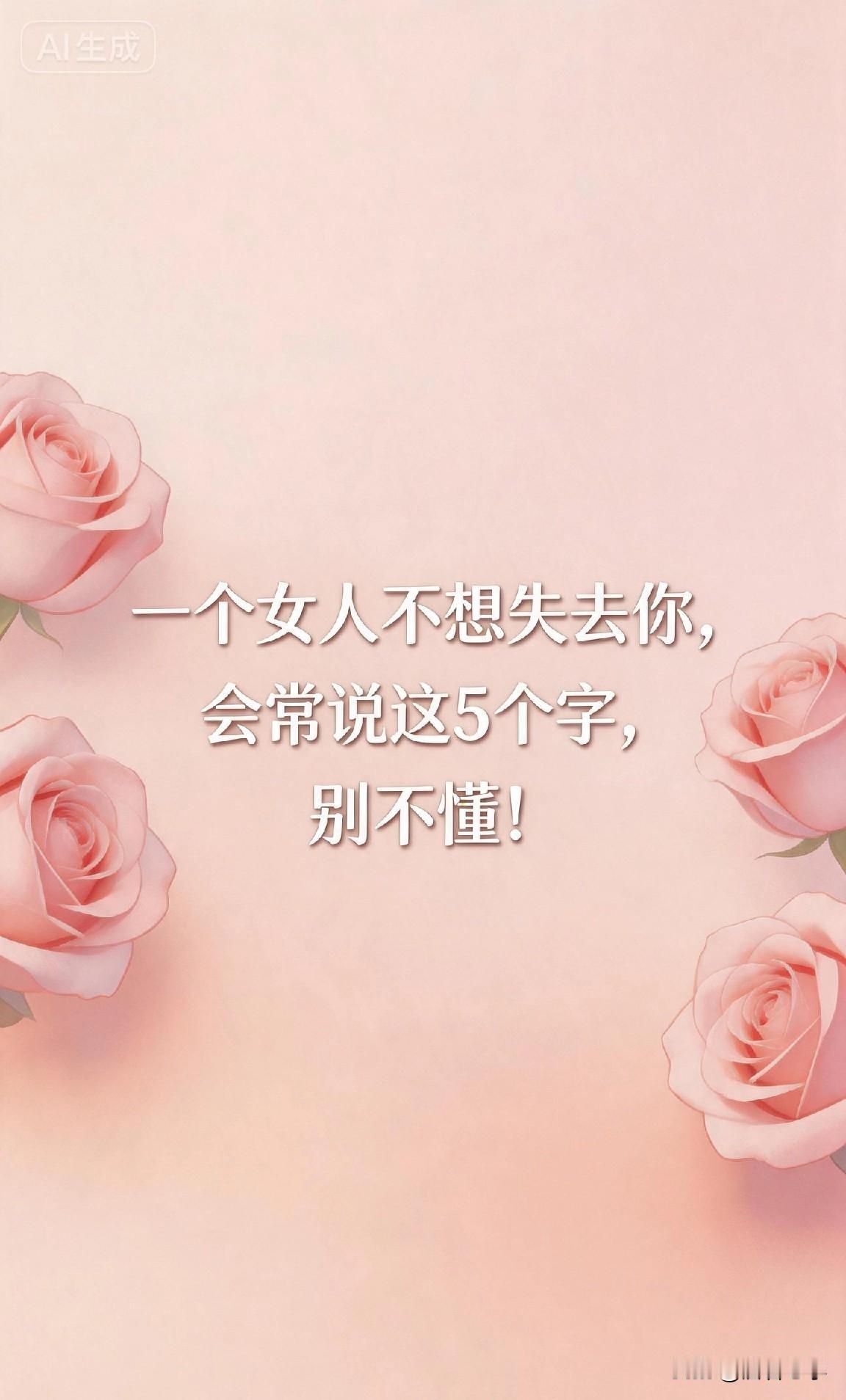 一个女人不想失去你，会常说这5个字，别不懂！有人说，女人心海底针，她爱不爱你