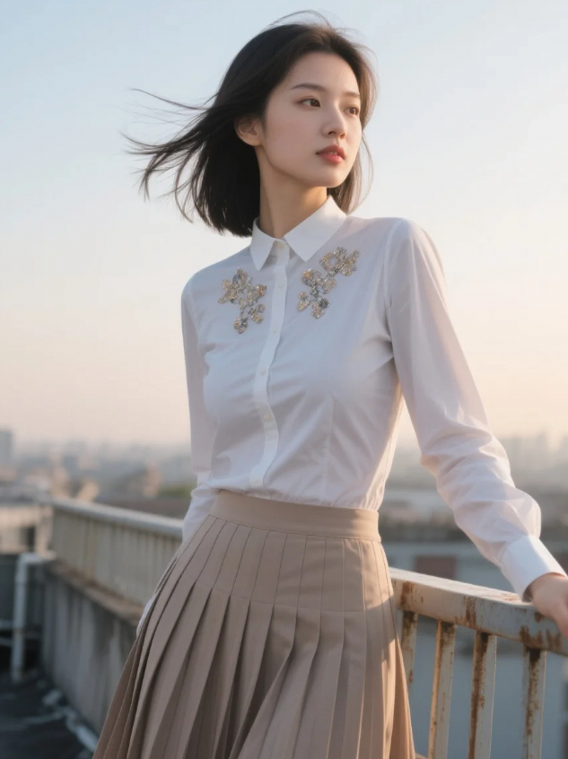 校服第二颗纽扣被风吹响，那是时光在倒带她的十七岁