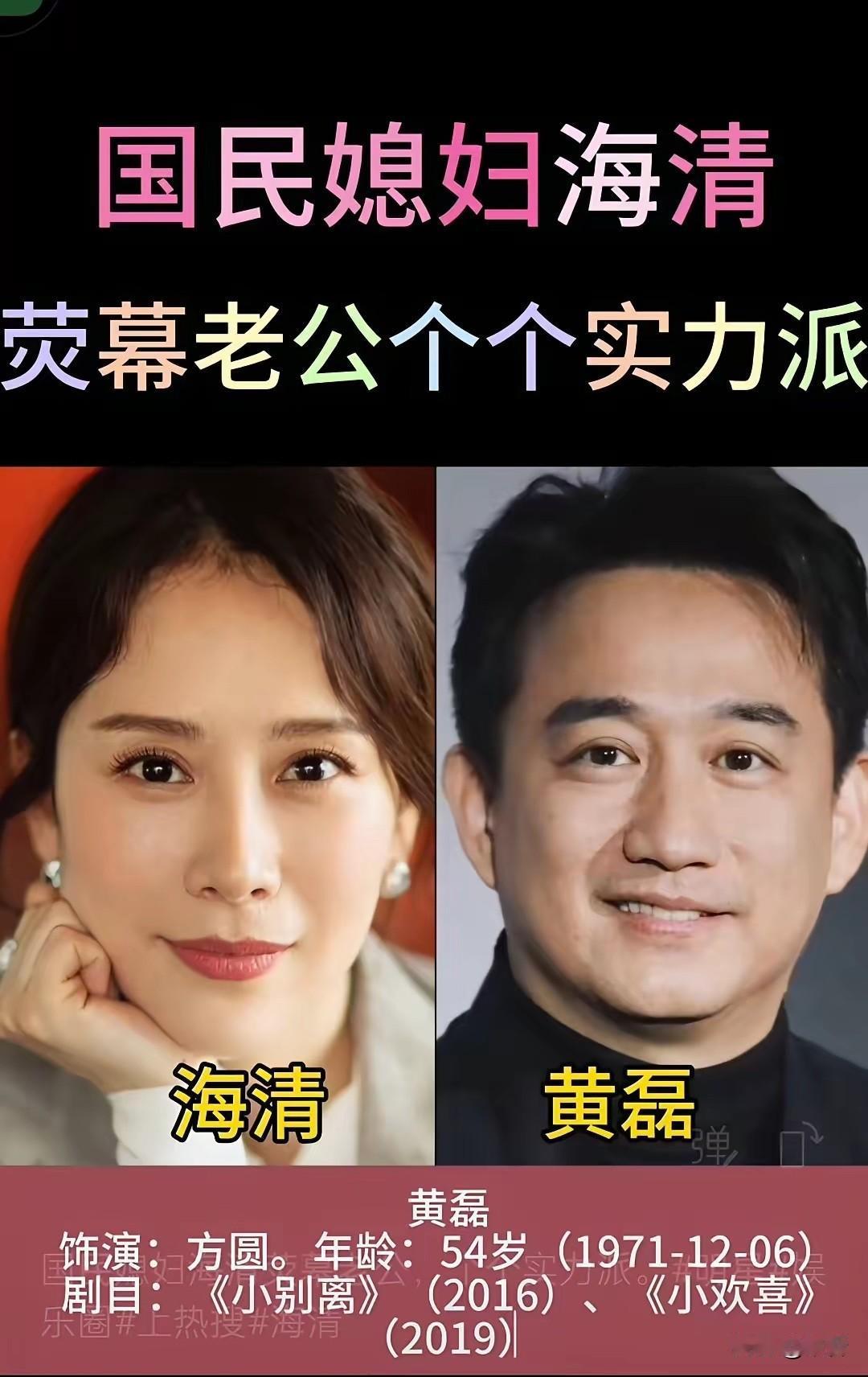 海清7位荧幕老公，黄磊张译林永健涂松岩杜淳，谁跟国民媳妇最有夫妻相？我最喜欢