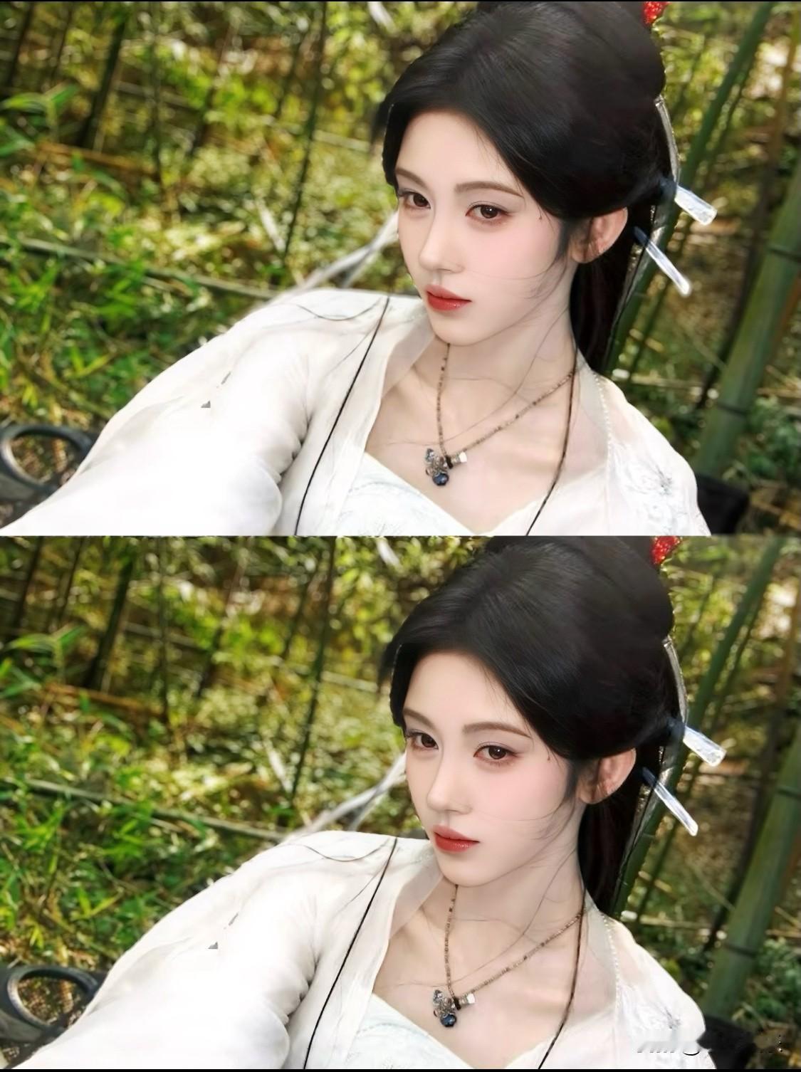 她怎么做到比衣服还白的？老天奶，，看到来战的路透，真是被鞠婧祎的美貌震