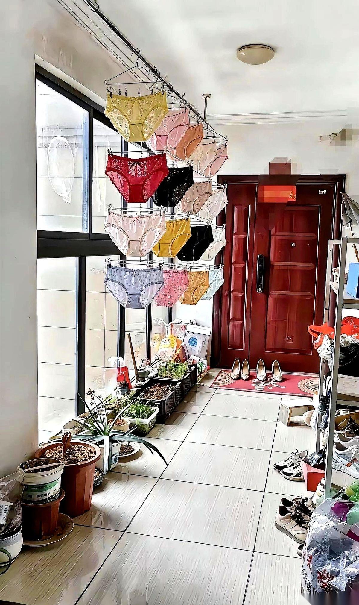 物业又来敲门的时候，我真想直接装死。一开门，我婆婆那几条颜色鲜艳的内裤，就跟获