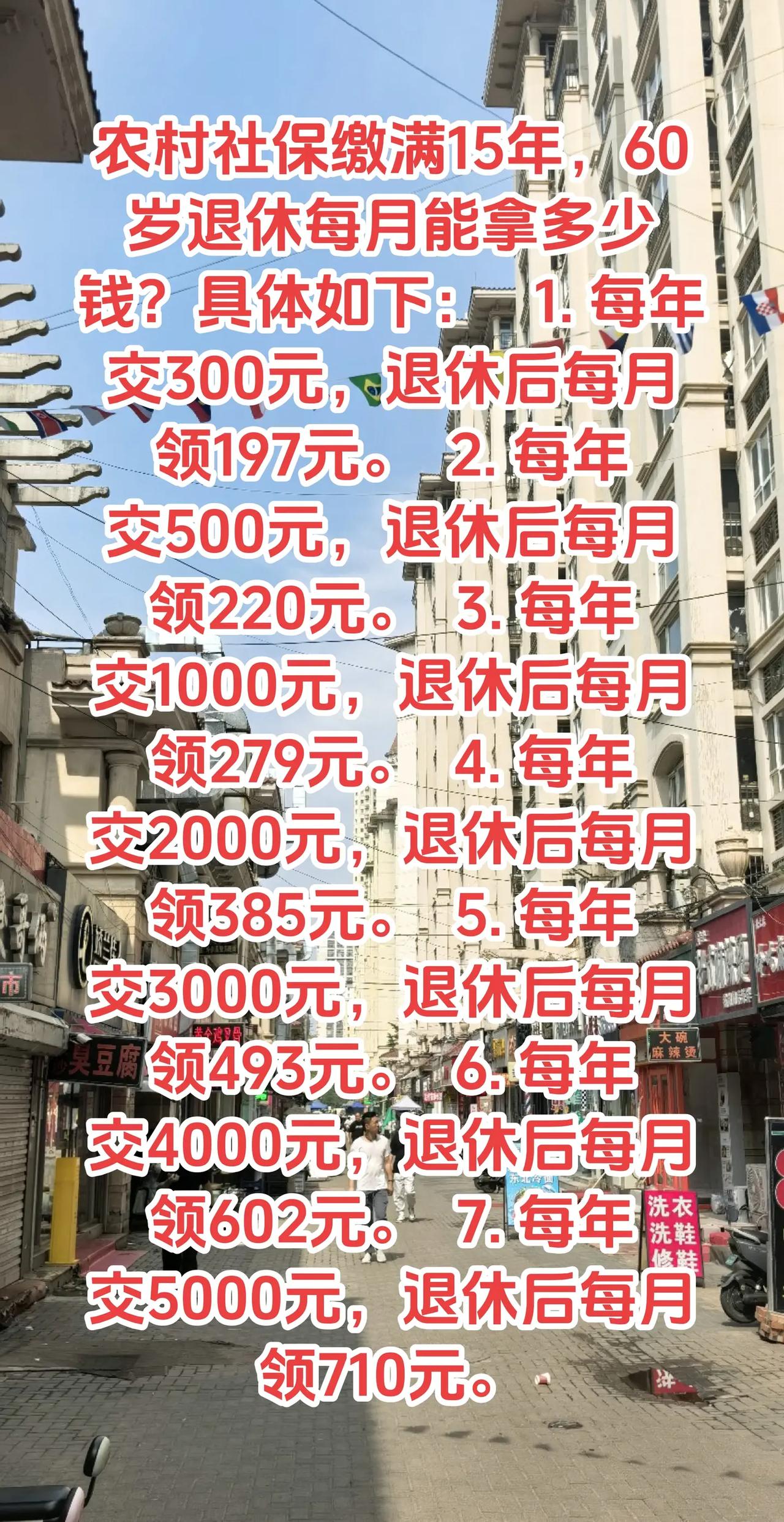 农村养老保险城乡居民养老新农保缴费15年收益60岁每月领多少钱农村社保缴费