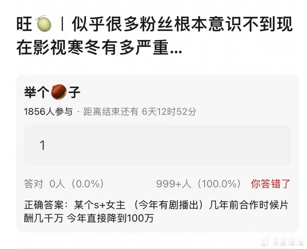 曝某S加女主片酬从几千万降至100万业内人爆料某个S+女主前几年合作时片酬几千万