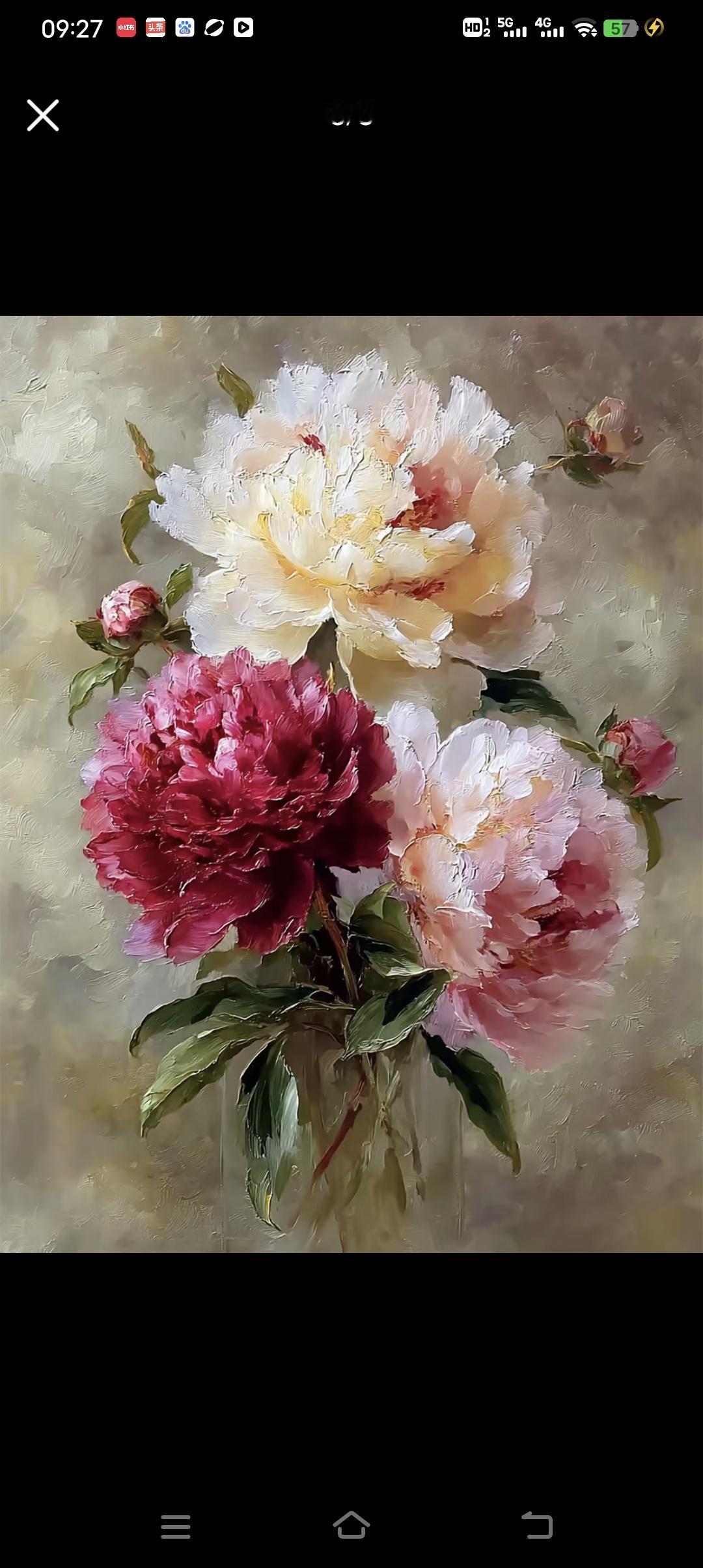 花开富贵·万事胜意:油画里盛放的牡丹油画牡丹盛放，粉白晕染如春色倾泻，每笔温柔