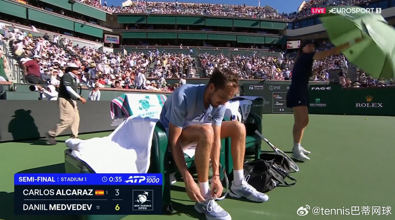 梅总🇷🇺首盘6:3，7:6阿尔卡拉斯🇪🇸创纪录！📊丹尼尔·梅德韦杰夫