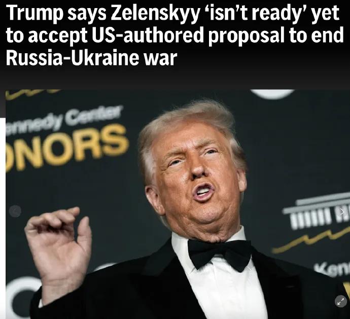 特朗普在周日晚接受记者采访时暗示，是乌方领导人的态度阻碍了谈判的推进。当俄