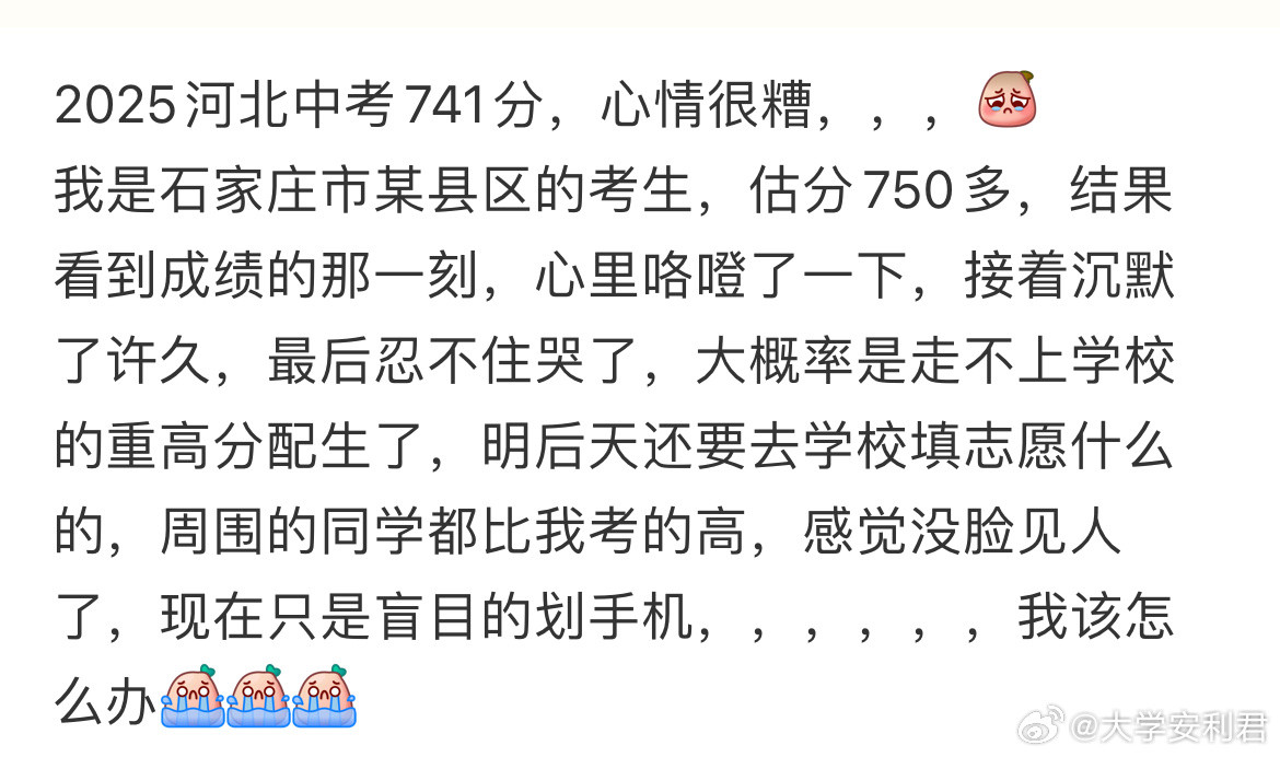 2025河北中考741分，心情很糟​​​