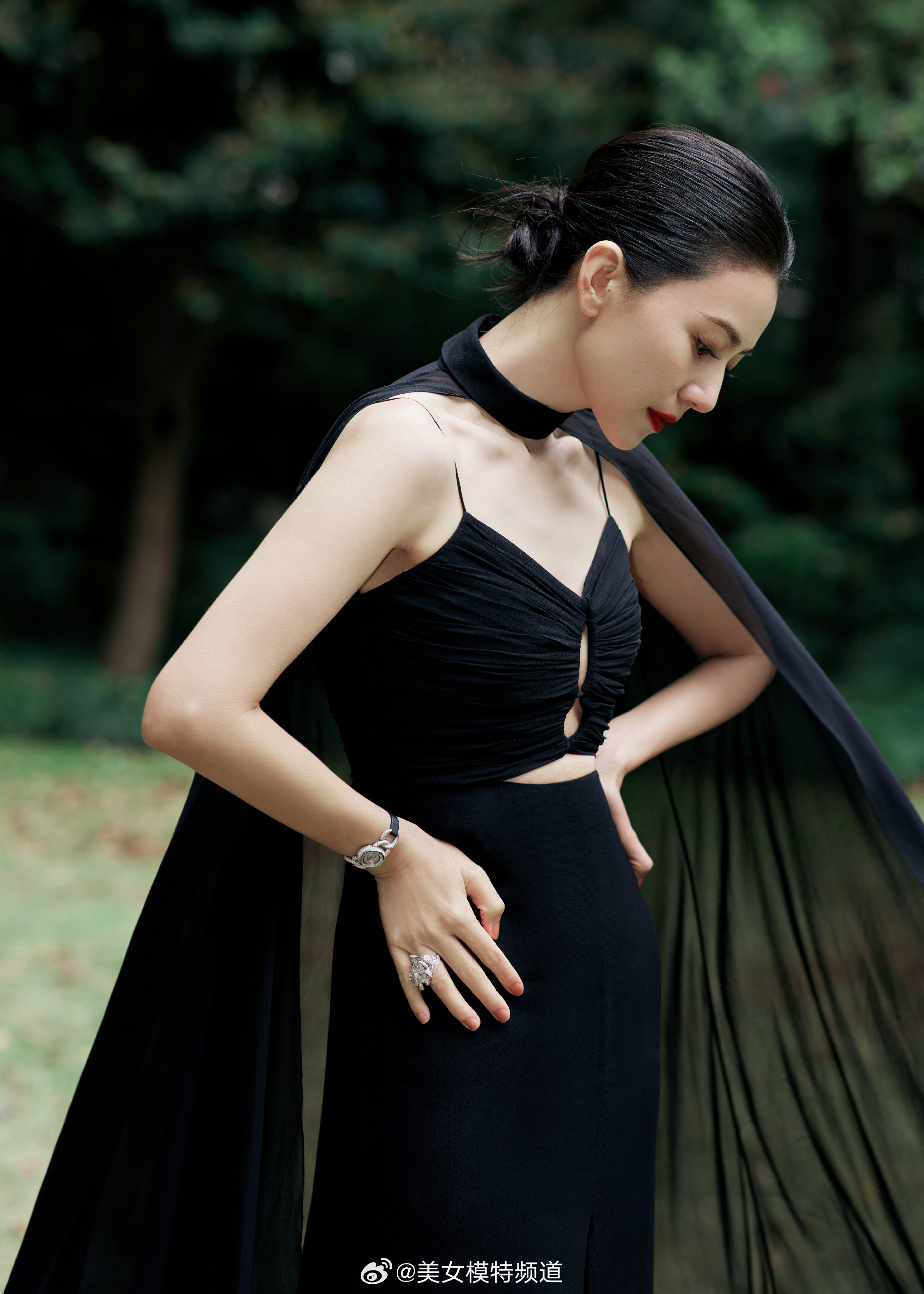 高圆圆黑色礼服熠熠珠光端庄优雅