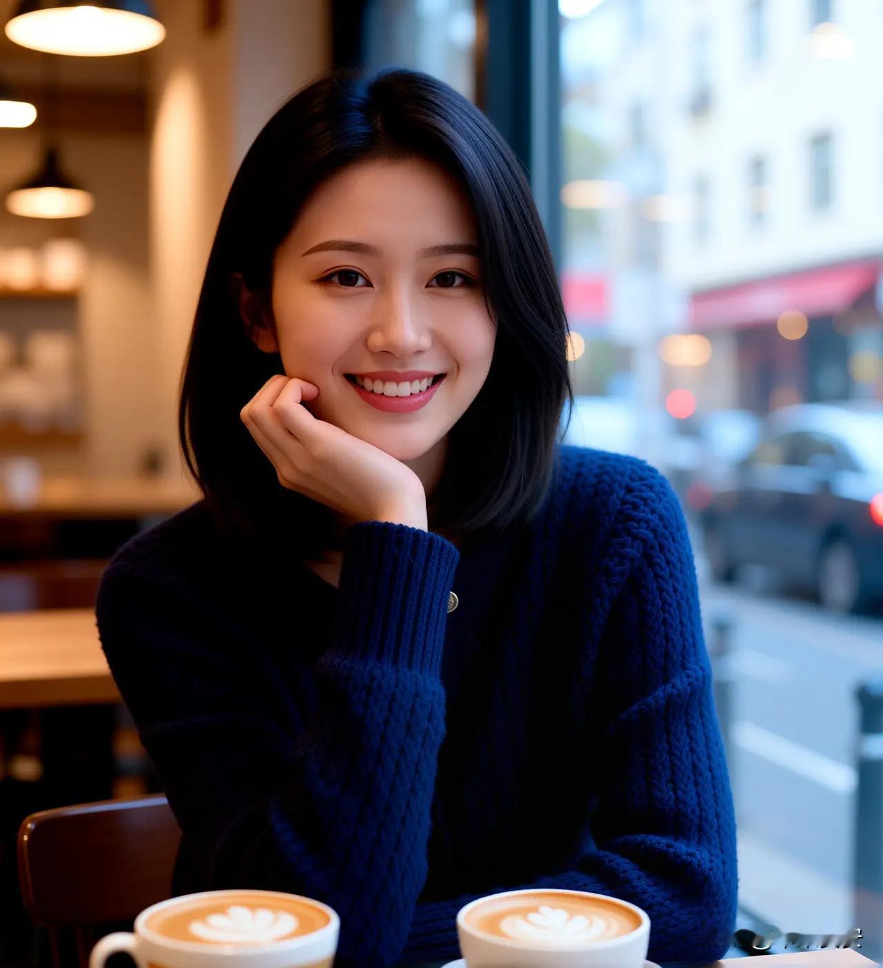 笑语盈盈暗香来，轻抿咖啡意自开。