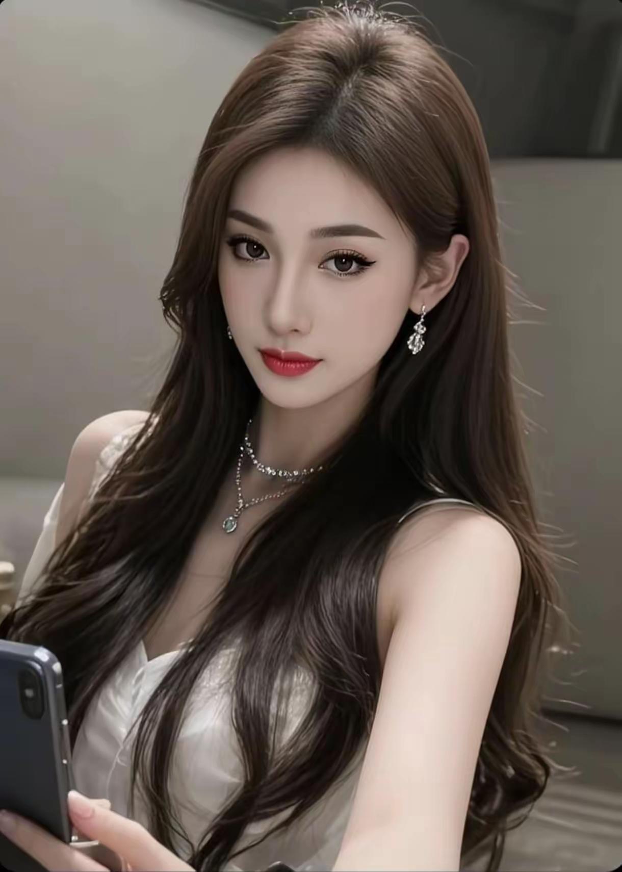 优雅自拍，精致妆容，时尚穿搭，手机自拍，美丽瞬间精致少女自拍温柔美女自拍