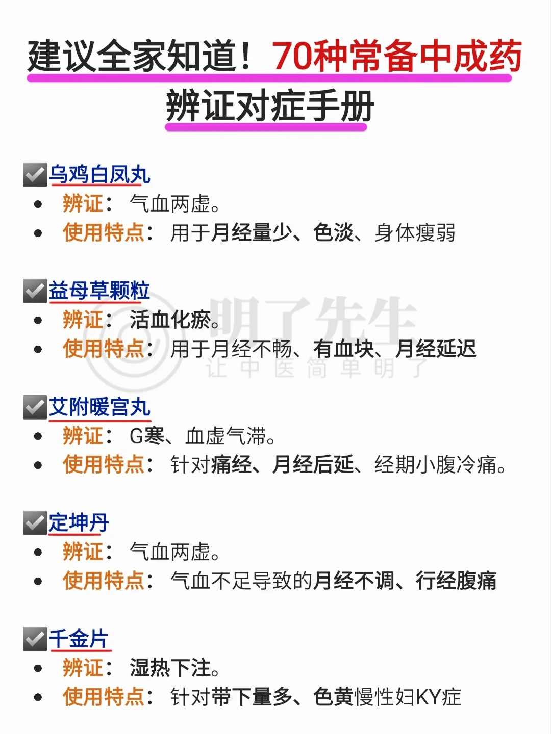 70种常备中成药，全都在这了