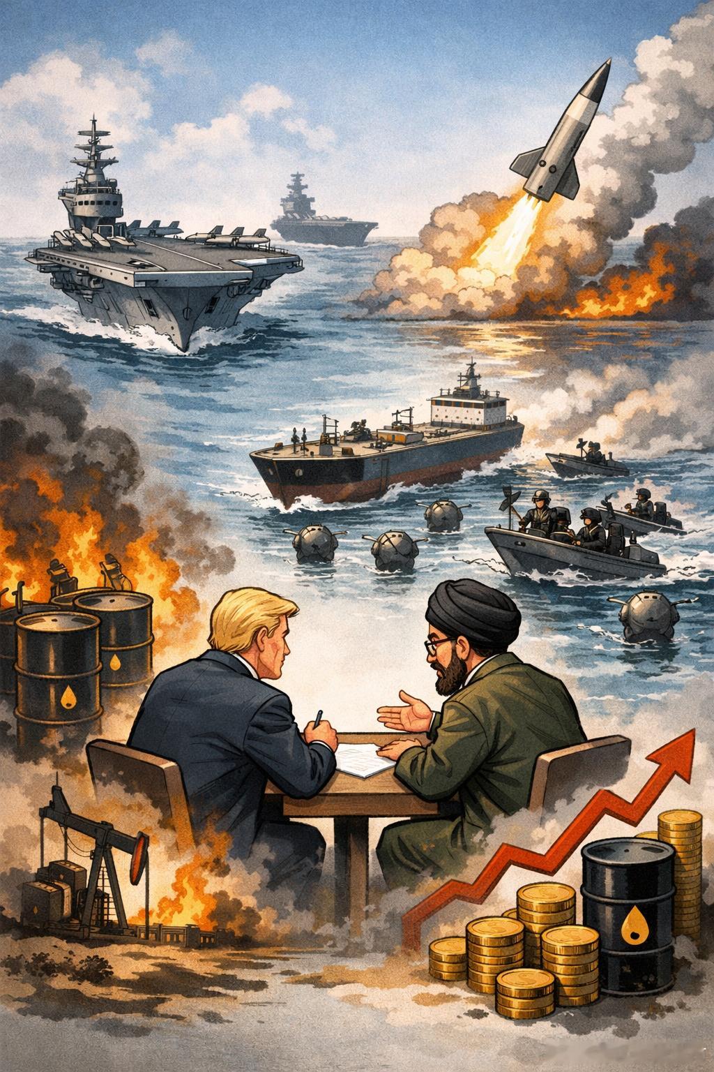 第二轮伊美谈判结束美伊第二轮核谈判落幕：导弹封海峡、双航母压境，特朗普会点头吗日