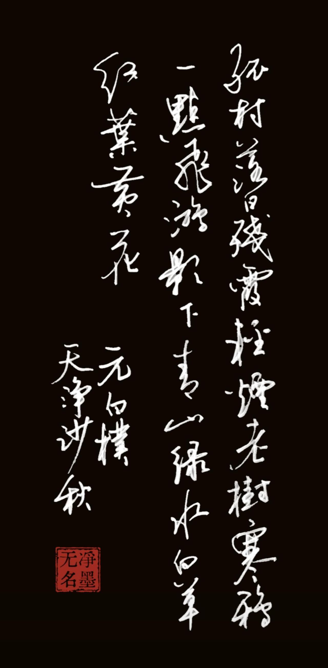 看一看豆包的点评:硬笔版与黑底白字的效果版对比，线条的质感表现不同：硬笔草稿的