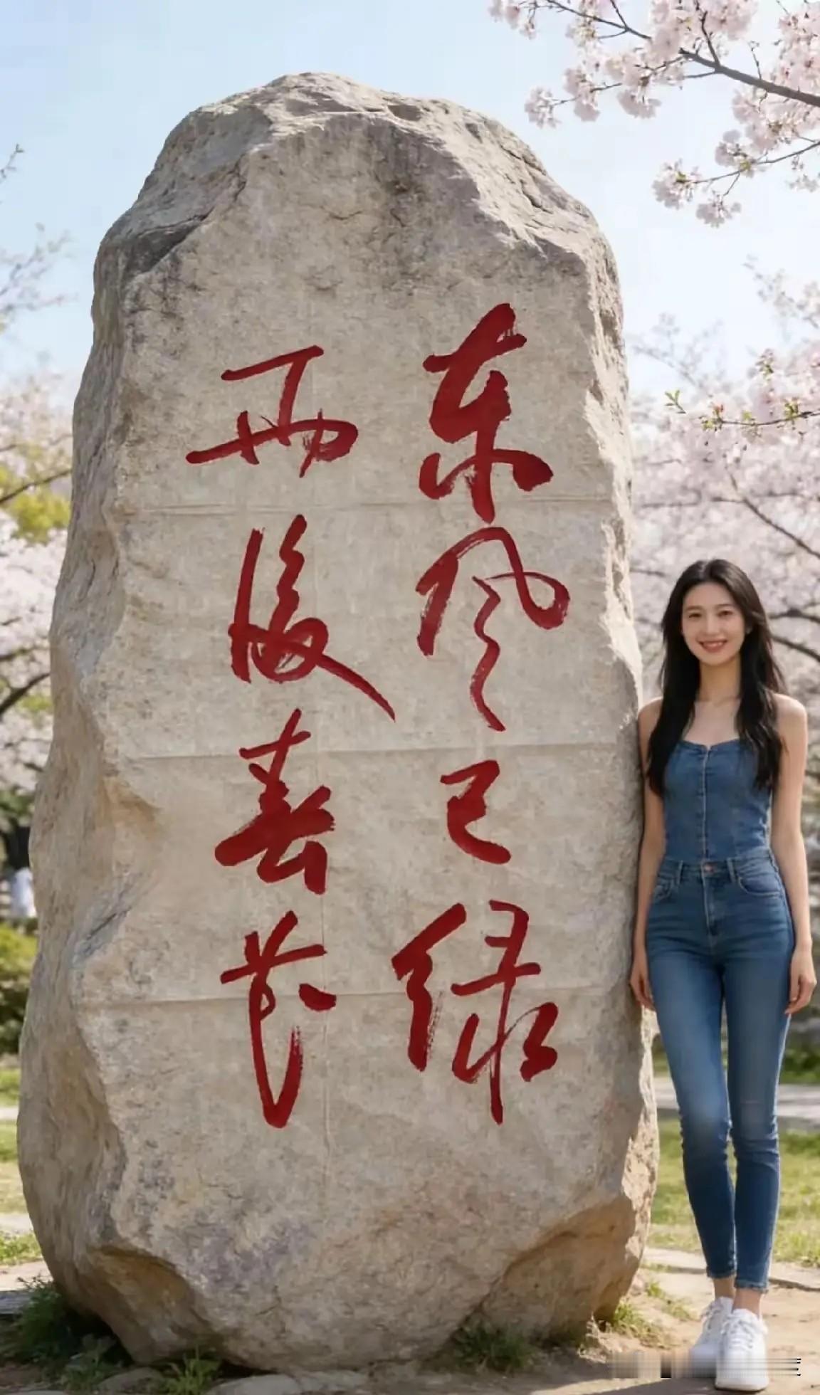 去年和女朋友出去游玩，发现一块石头上边写着几个字，我便拍照发到网上请高手赐教，真