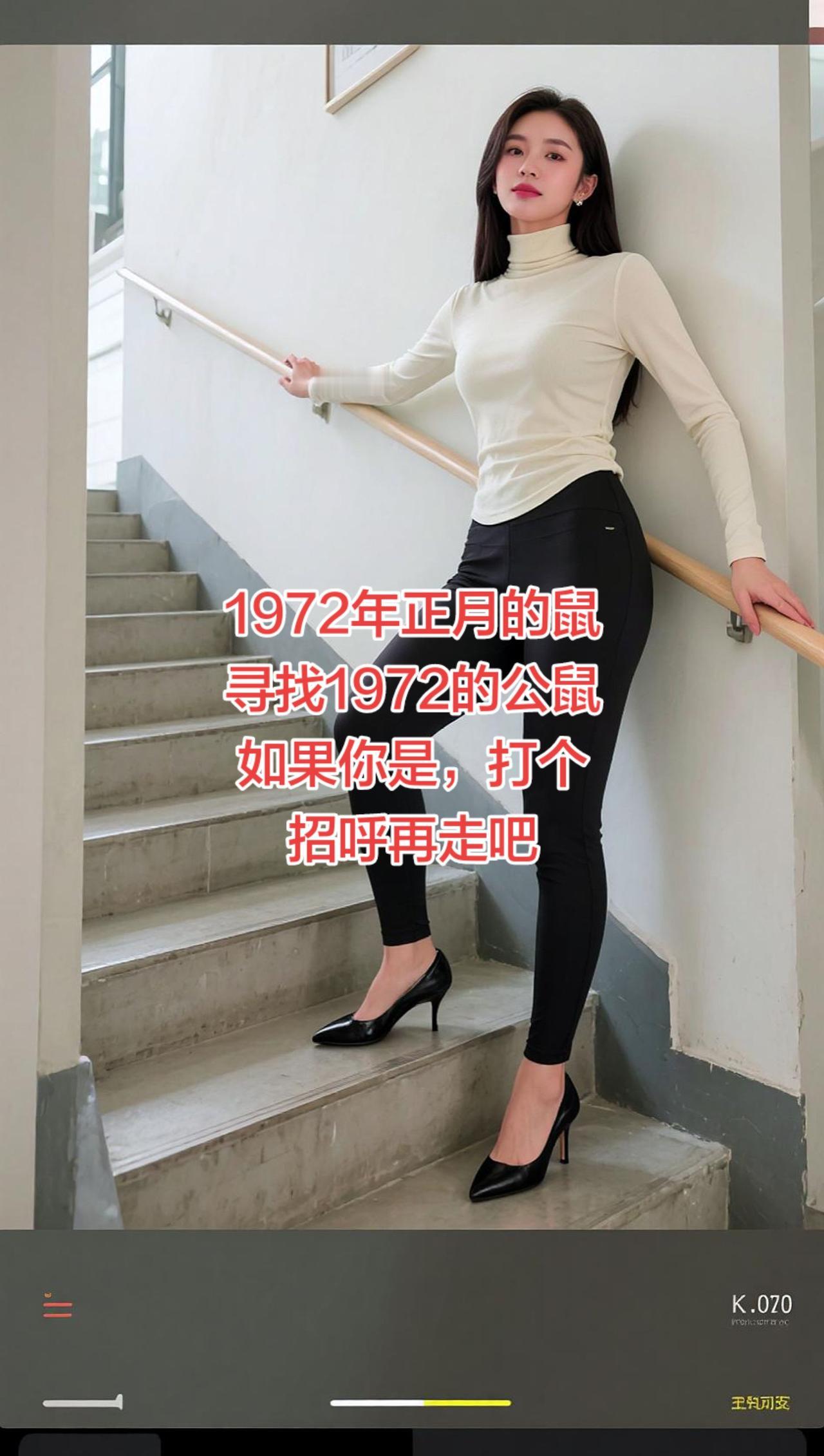 1972年正月鼠，愿不再年轻的我们余生，健康平安，越来越好！楼梯拍照姿势