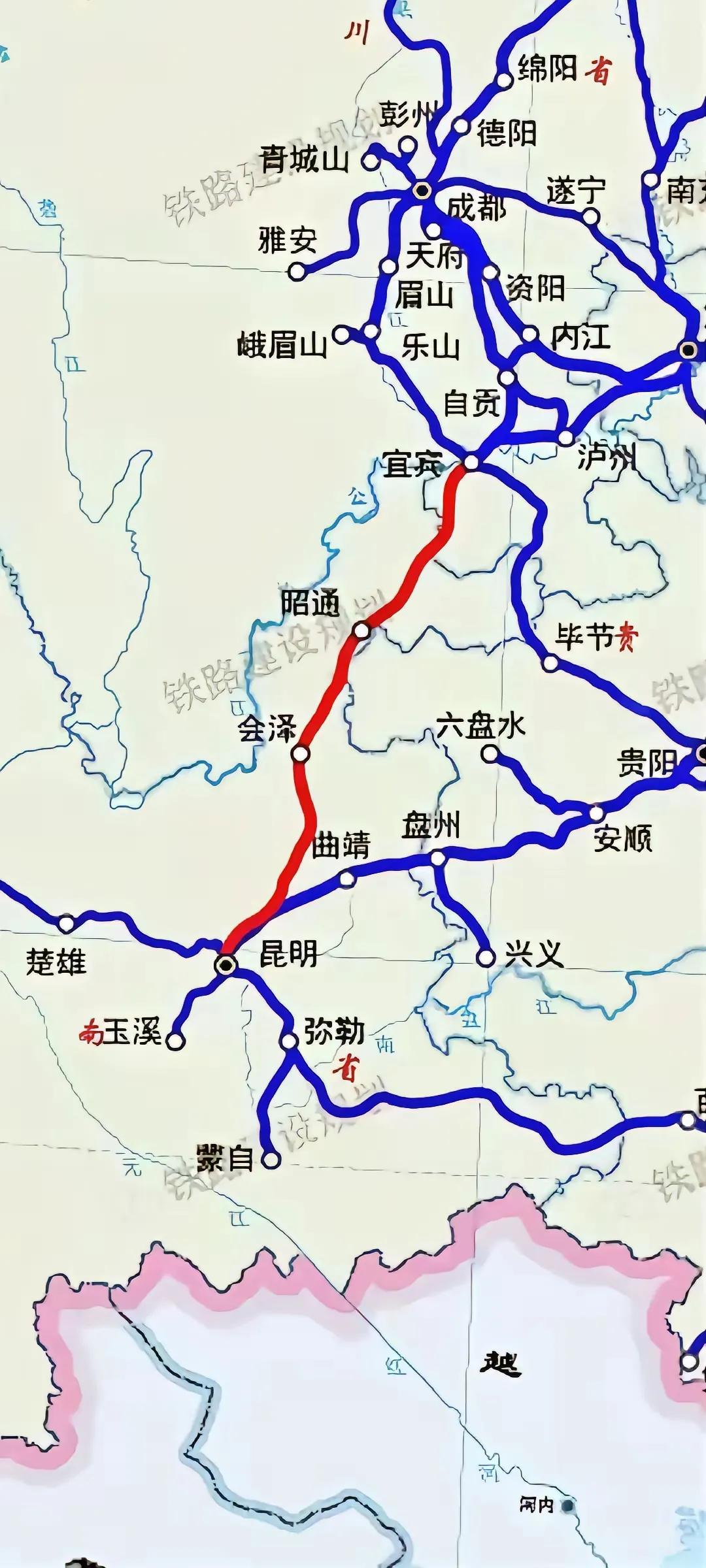 西南地区的云南高铁，快速铁路还有很大的空间，看看隔壁的贵州四川的高铁线网密织程度