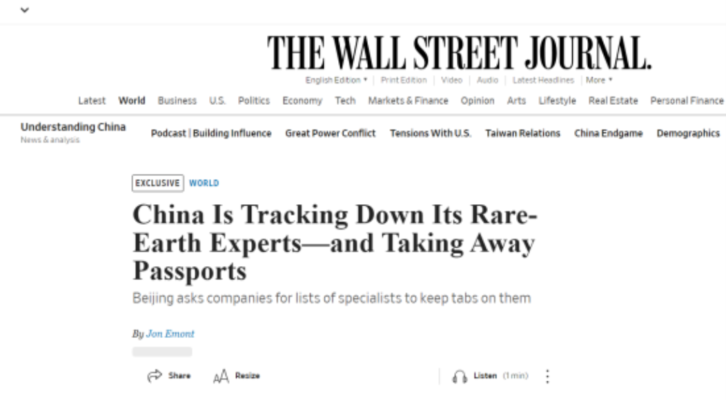 中方稀土再下“杀招”，从严控企业到技术人才，让稀土技术外泄再无可能当地时间