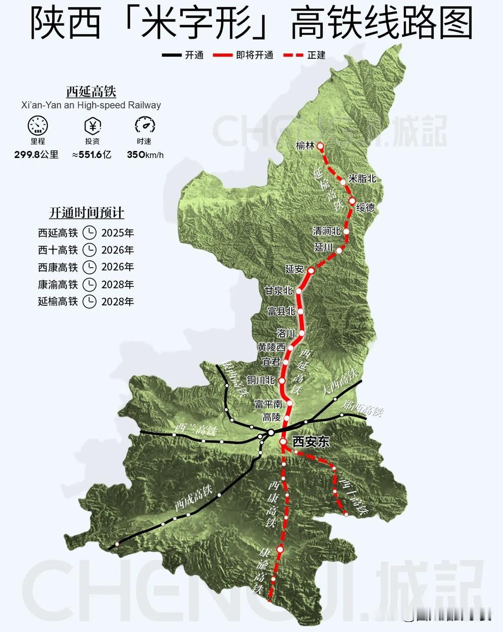 陕西米字形高铁网加速成型！多条线路开通时间定了陕西人以后出门更方便了！最新“