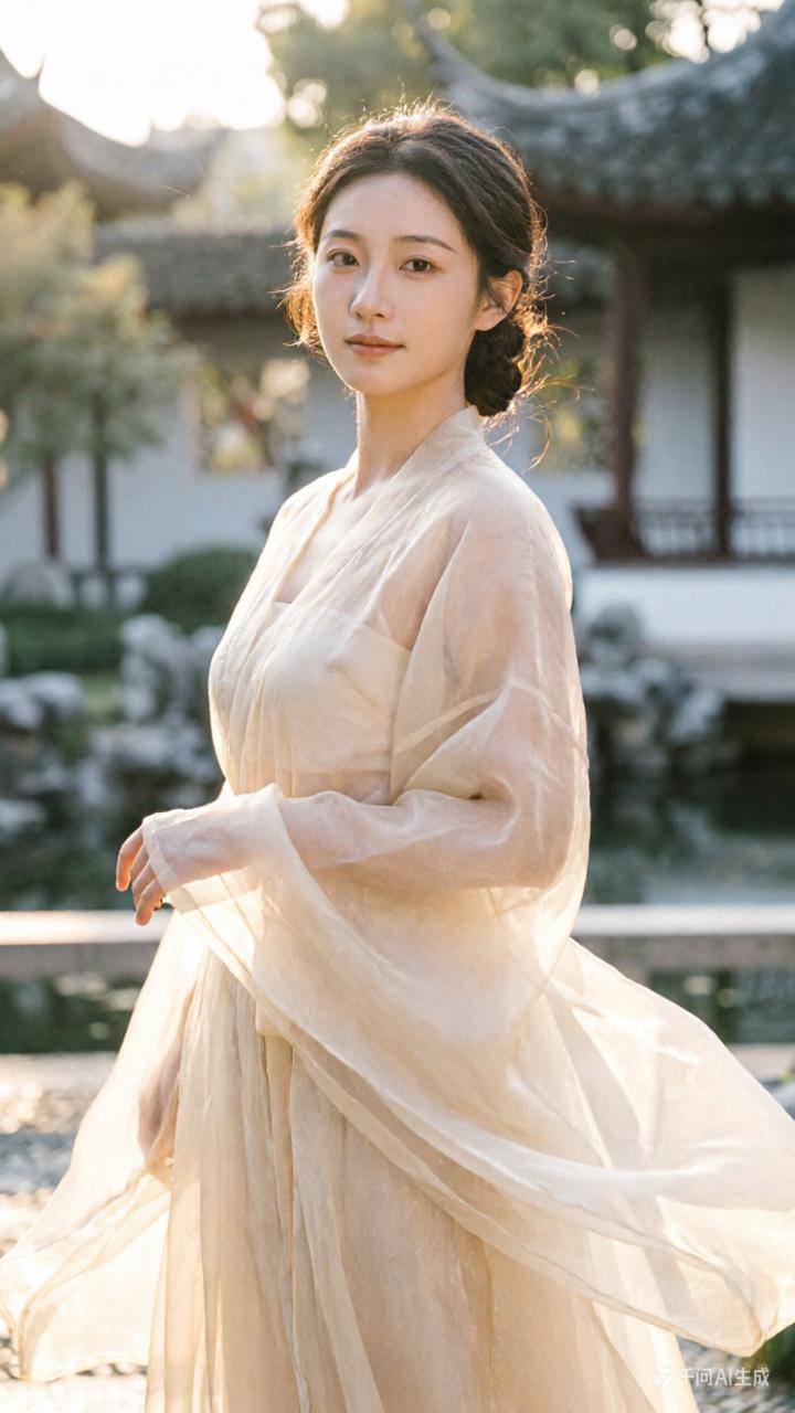 古风少女，轻纱飘逸，古典韵味，唯美如画。