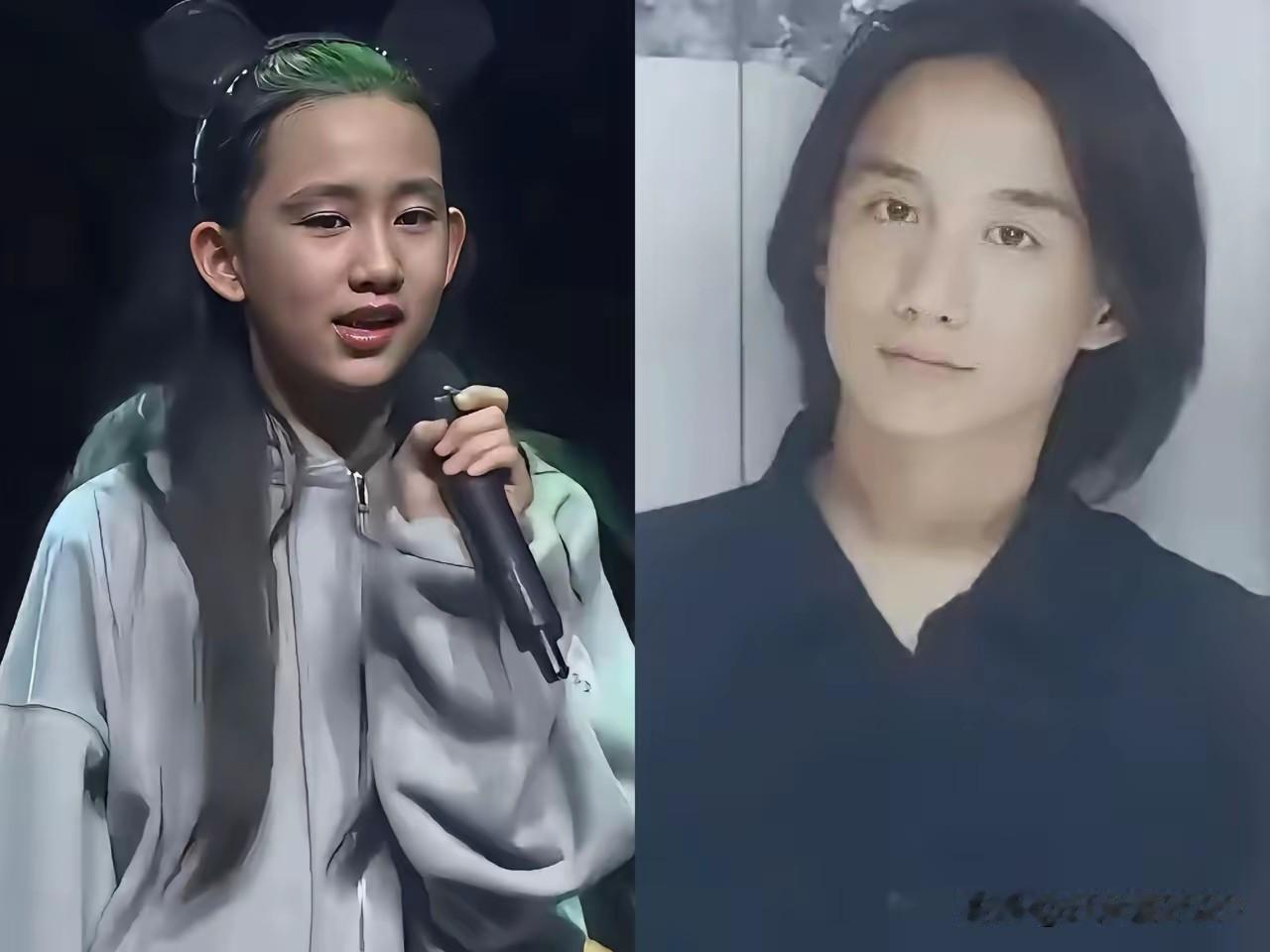 黄磊的二女儿黄少艾，小名叫多妹，她简直就是黄磊脱下来的“壳”，眉眼，脸型，还有一