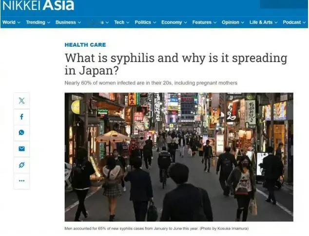 你敢信？梅毒居然成了日本年轻人的“社交资本”？最新数据显示，日本梅毒病例已连