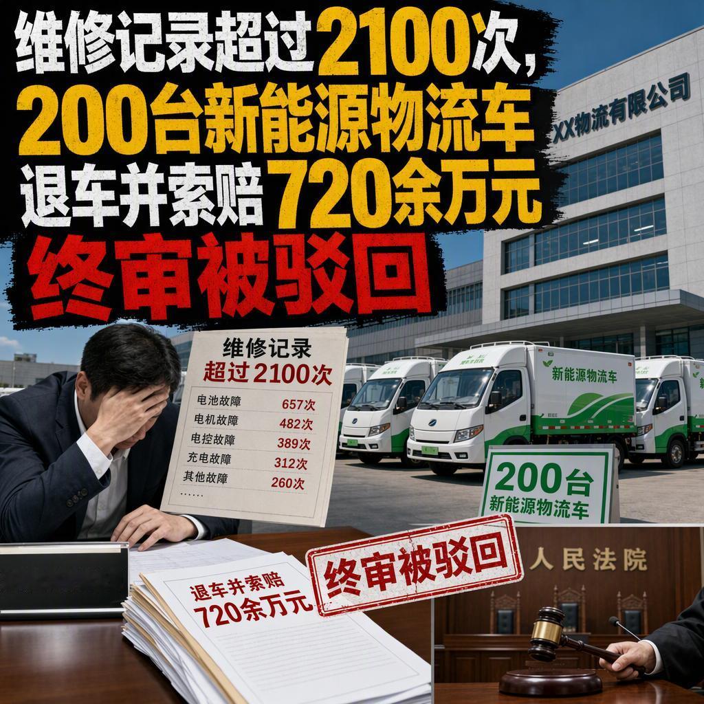 200台新能源物流车，2100多次维修，155次救援，最后退车索赔720万元的诉
