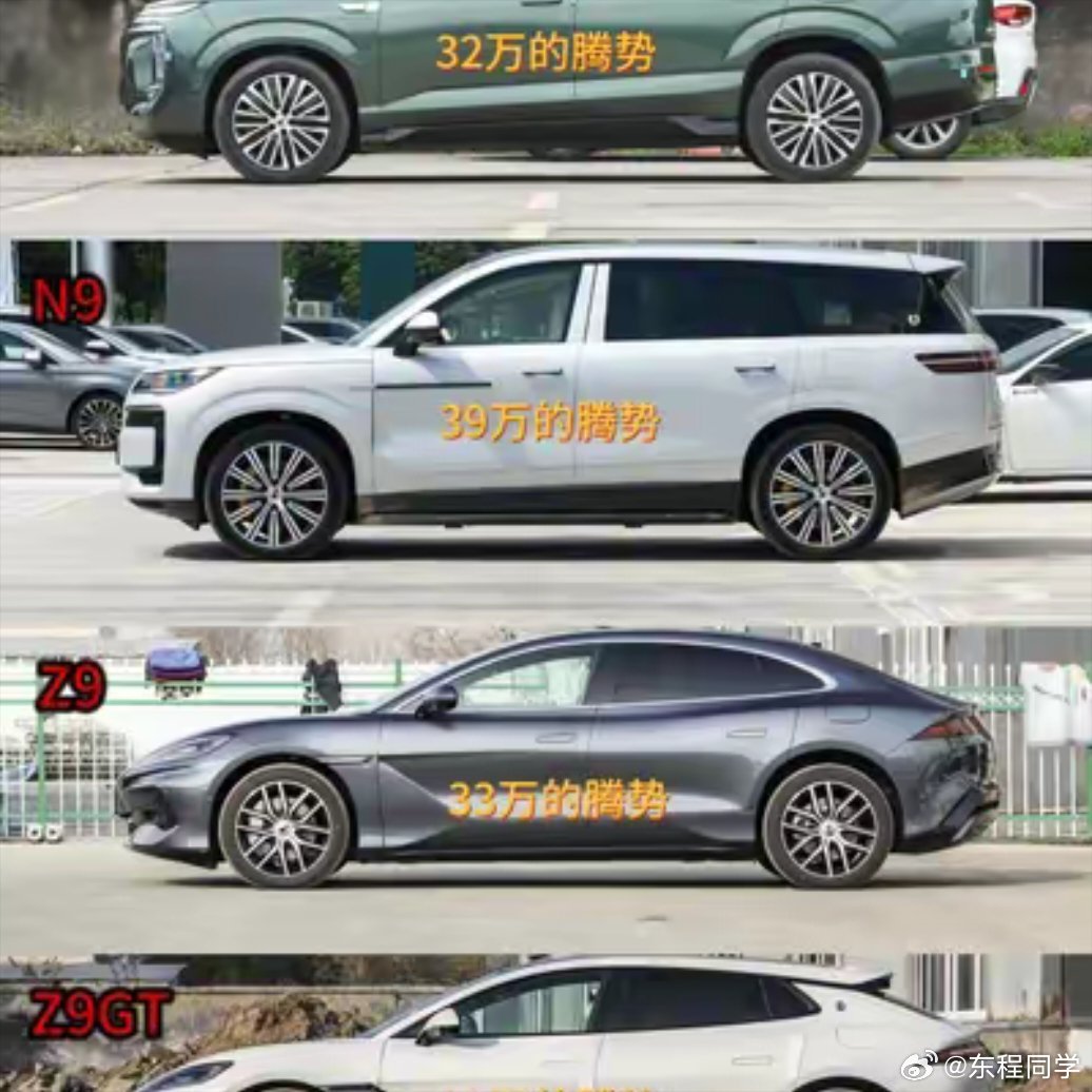 各个价位的腾势车型腾讯N8L全系采用易三方三电机，动力表现抢眼，入门车型配置表现