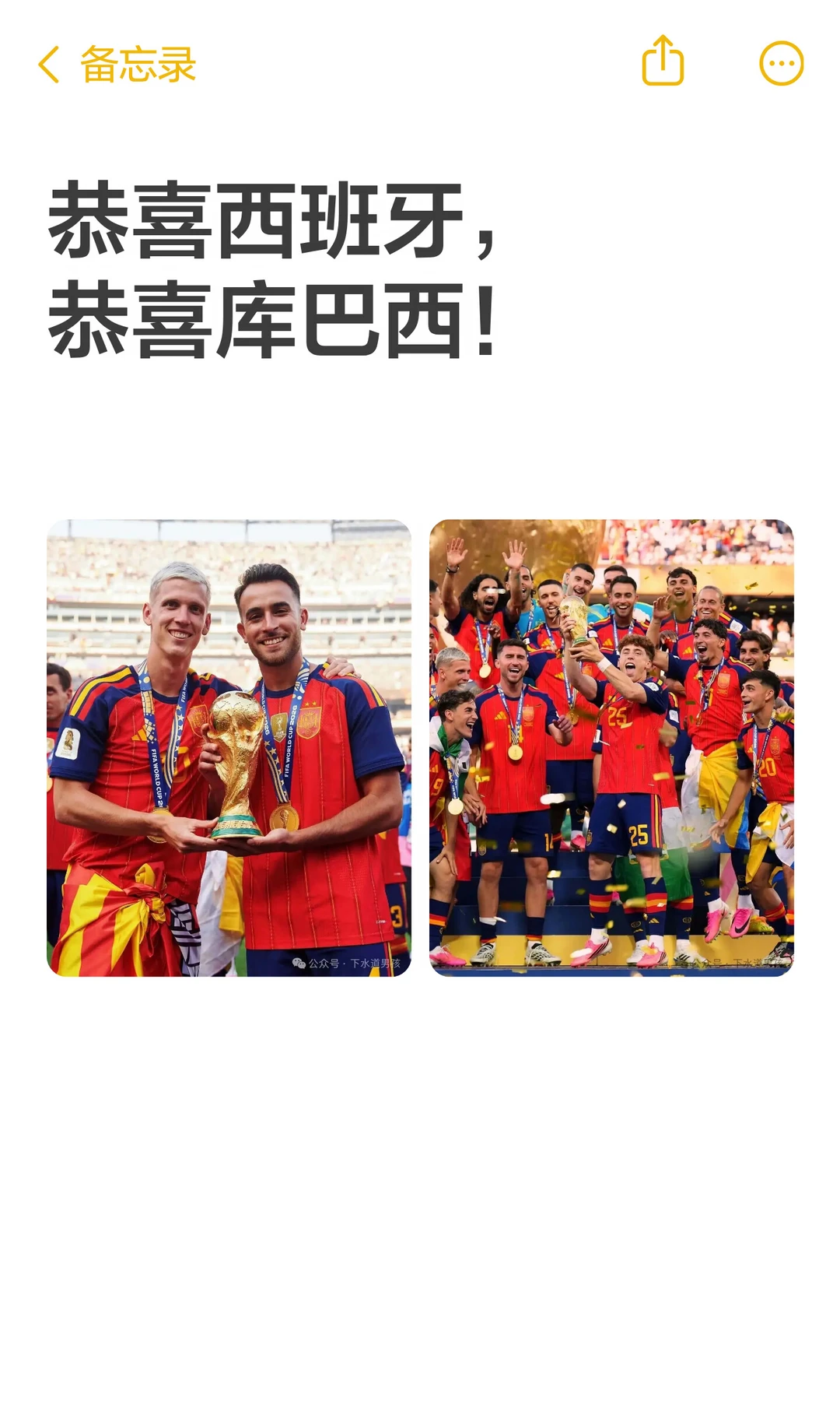 恭喜西班牙，恭喜库巴西！