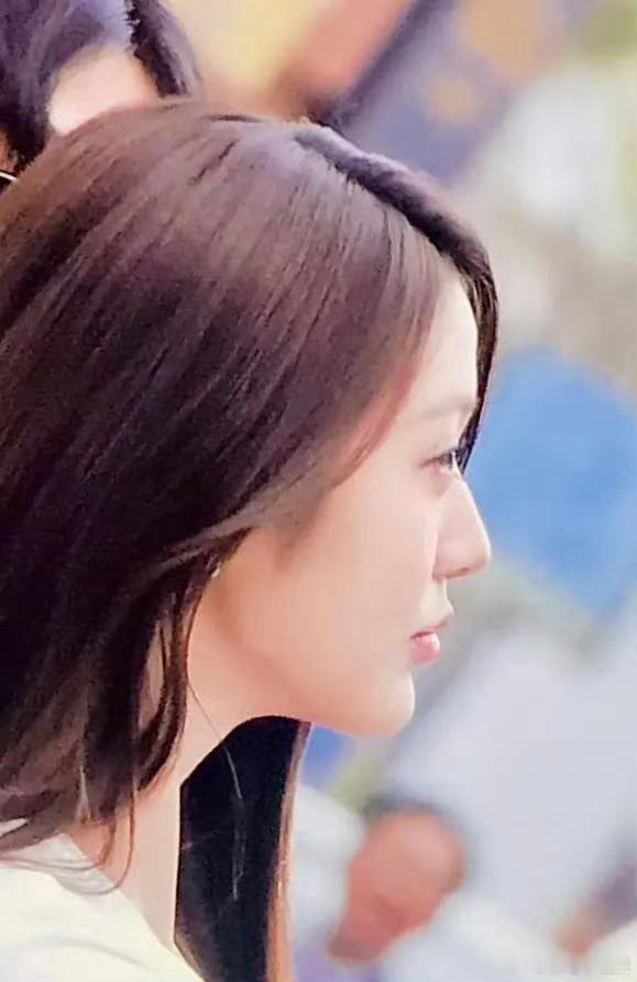 张元英从侧边看侧颜这有点扁平脸吧。