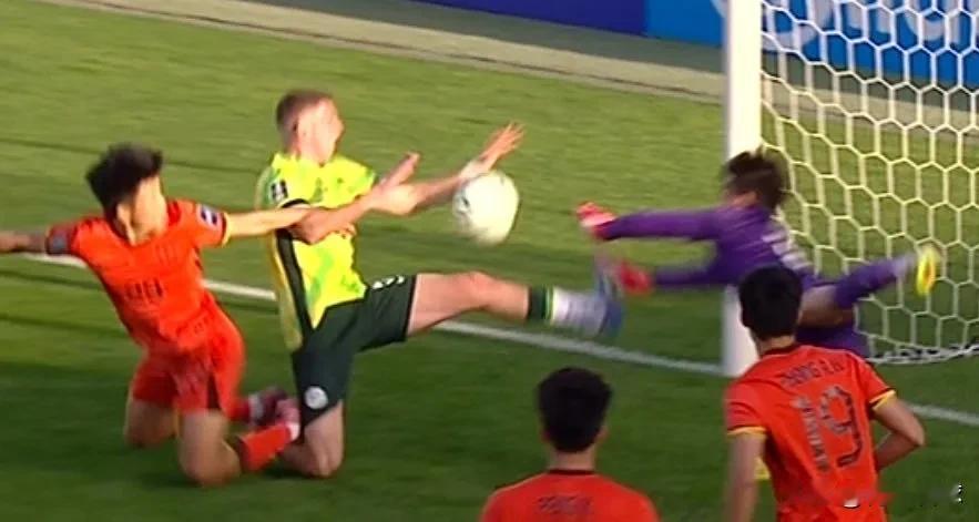 澳大利亚球员的手球这么明显，居然旁若无人地庆祝进球，还去球网里面捡球，应该给他颁