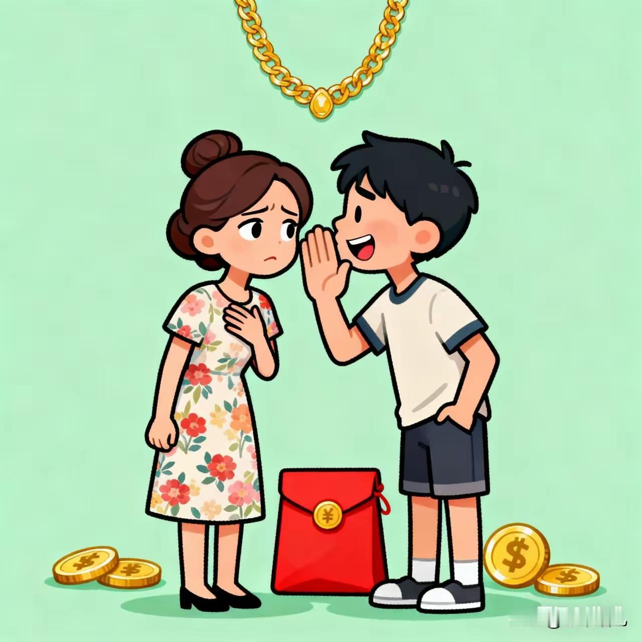 一个男孩教唆女儿在买三金时挑重的克数，彩礼要多要到18.8万，女孩父母原本定的是