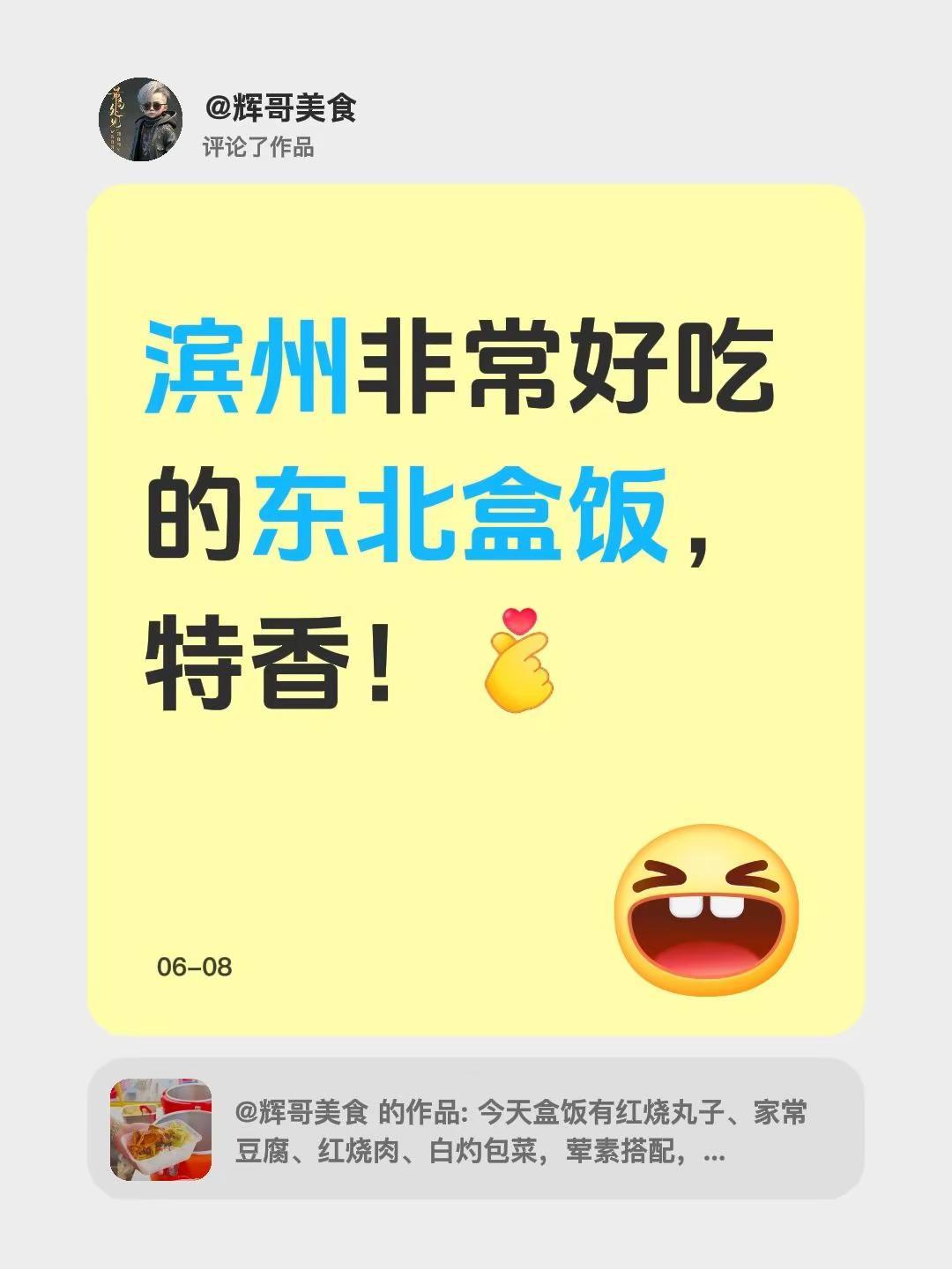 我评论了@辉哥美食的作品：滨州非常好吃的东北盒饭，特香！