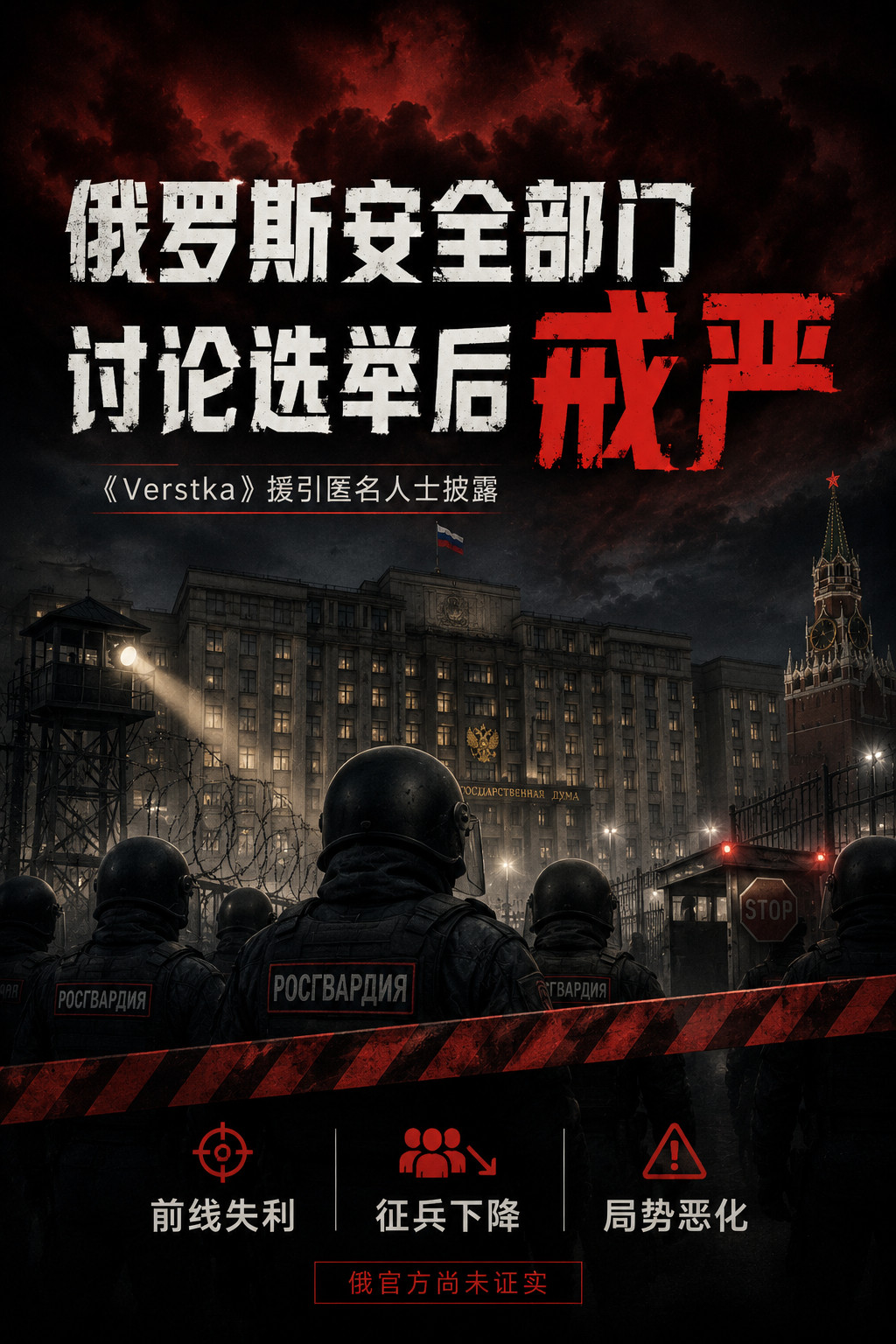 Verstka：俄内部人士称部分安全部门支持选举后实施戒严据俄罗斯独立媒体Ver